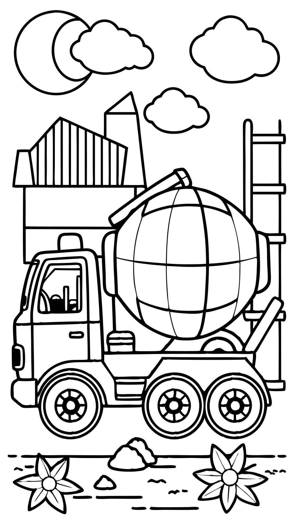 cement mixer coloring page